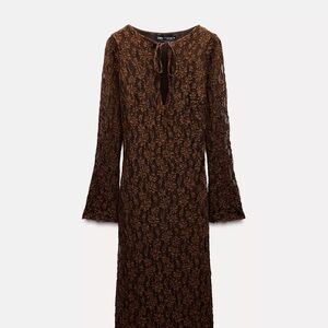 Zara Chocolate Long Sleeve Lace Dress